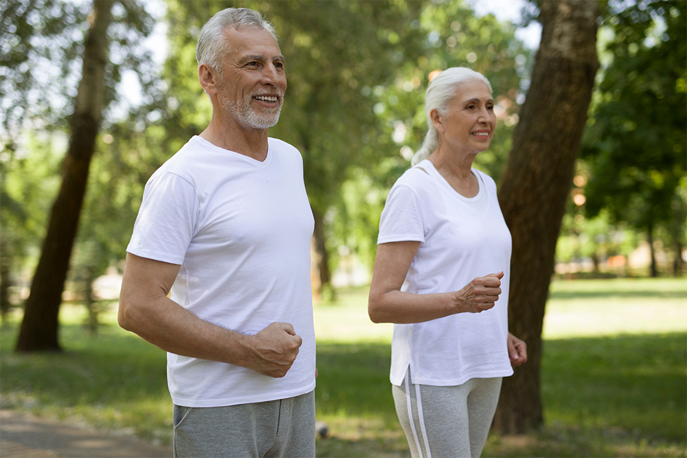 senior couple walking